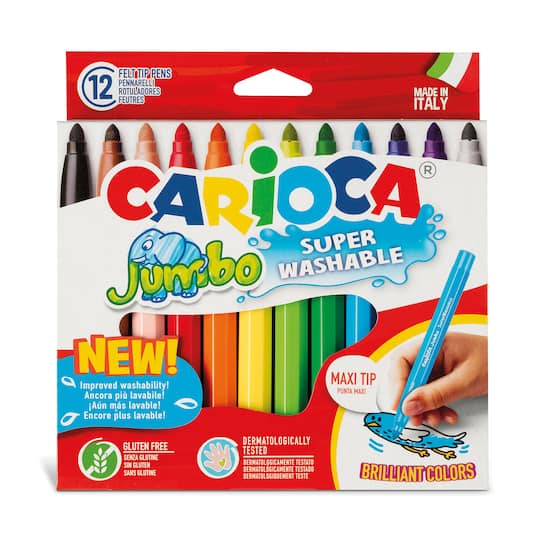 CARIOCA® 6mm Jumbo Maxi Tip Washable Felt Tip Pens, 12ct.